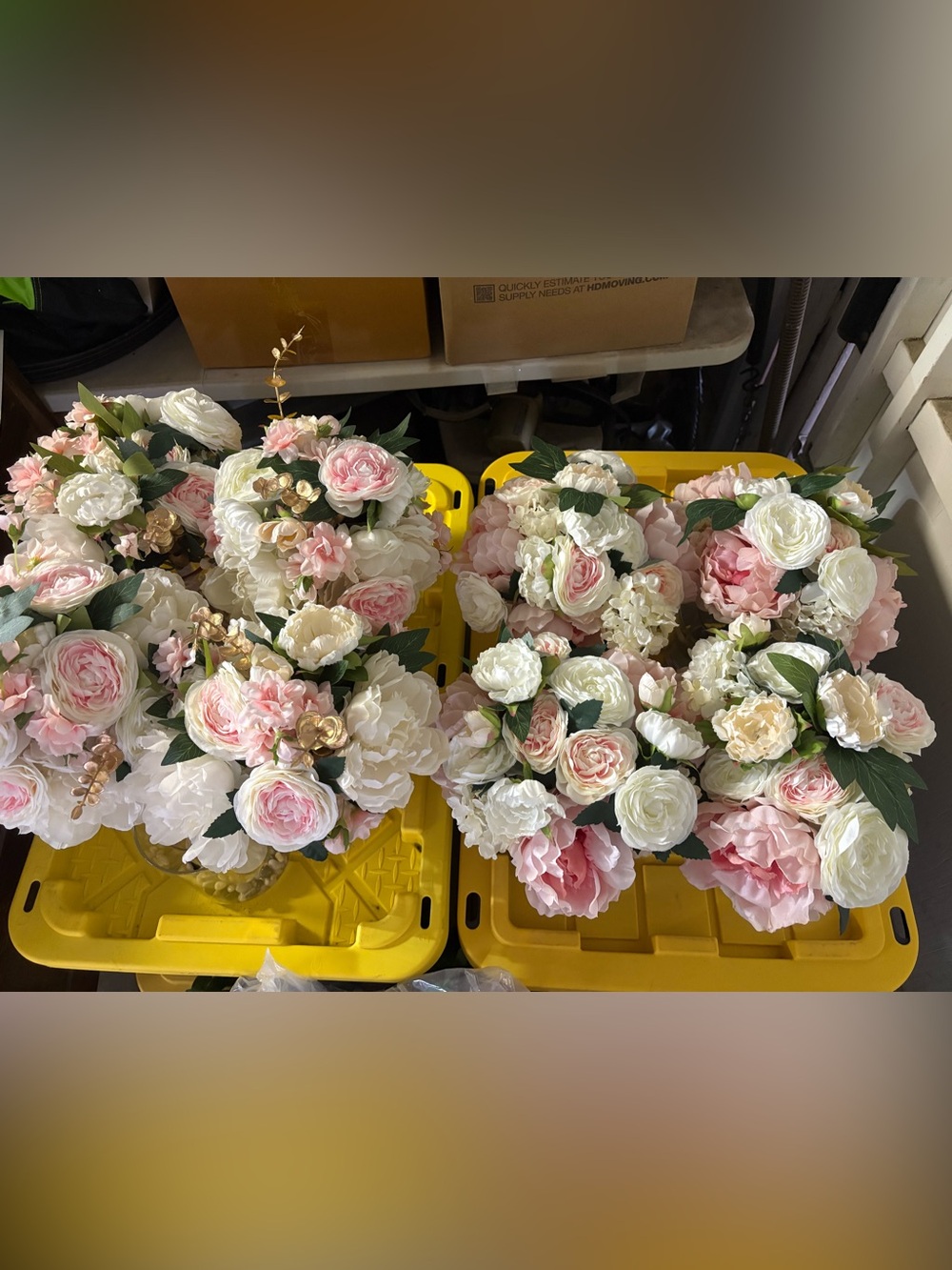 Artificial Pink & Cream Peony Bouquet - Elegant Home Accent